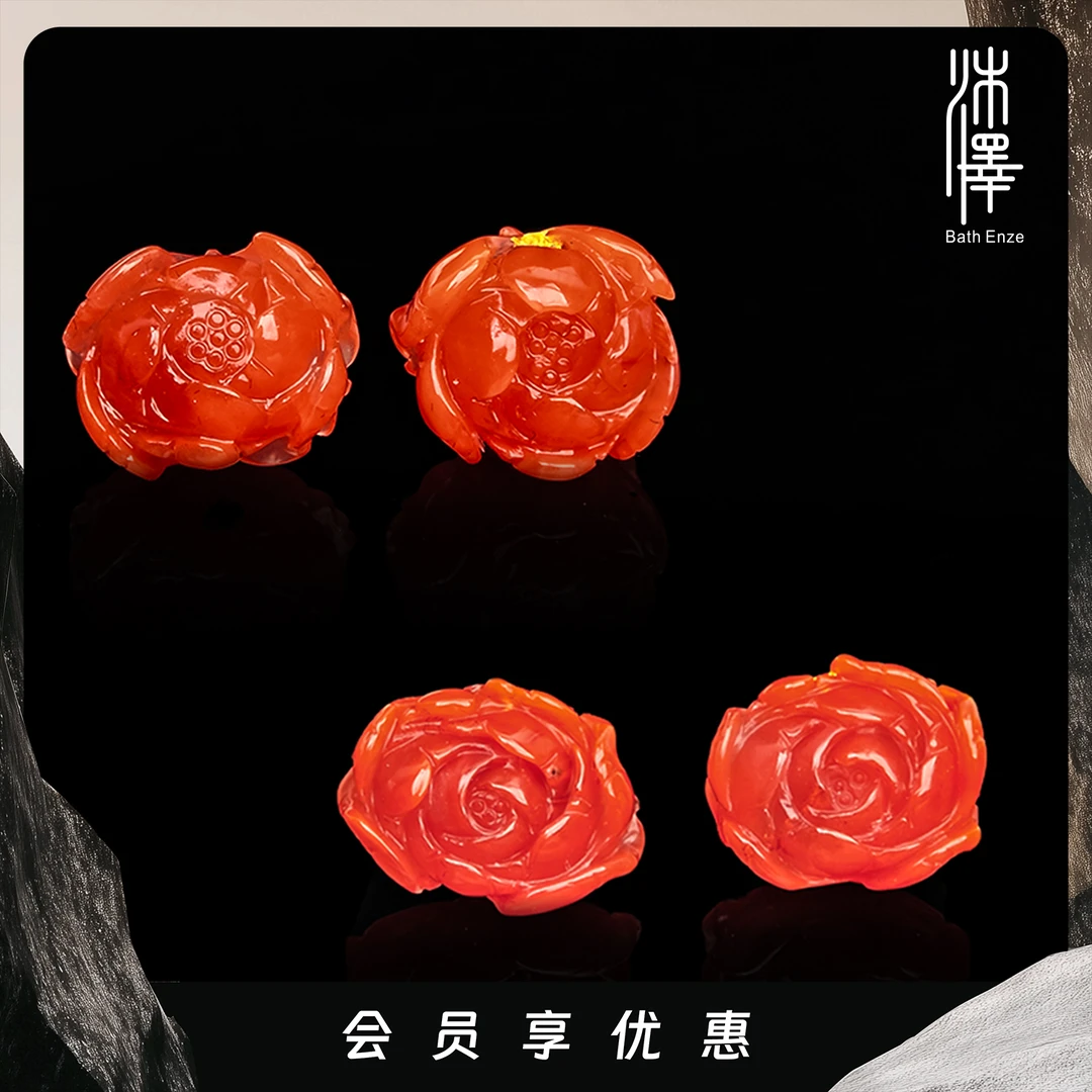 沐泽【国色天香】四川瓦西料牡丹南红玛瑙耳钉（多样性发其一）