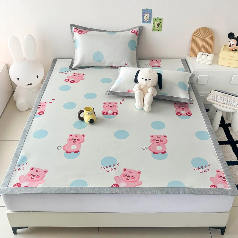 【618源头宠粉】暖宿牛奶丝印花凉席三件套 软凉席多尺寸