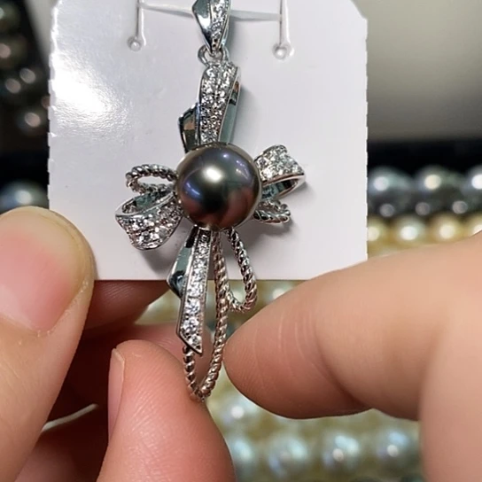 海水珍珠颈饰银S925镶嵌9-10