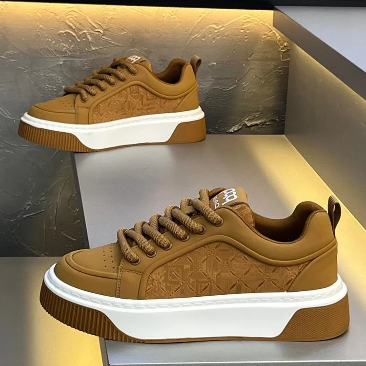 【轻奢男鞋】 欧洲站男鞋2025年春秋新款时尚低帮运动休闲板鞋厚底