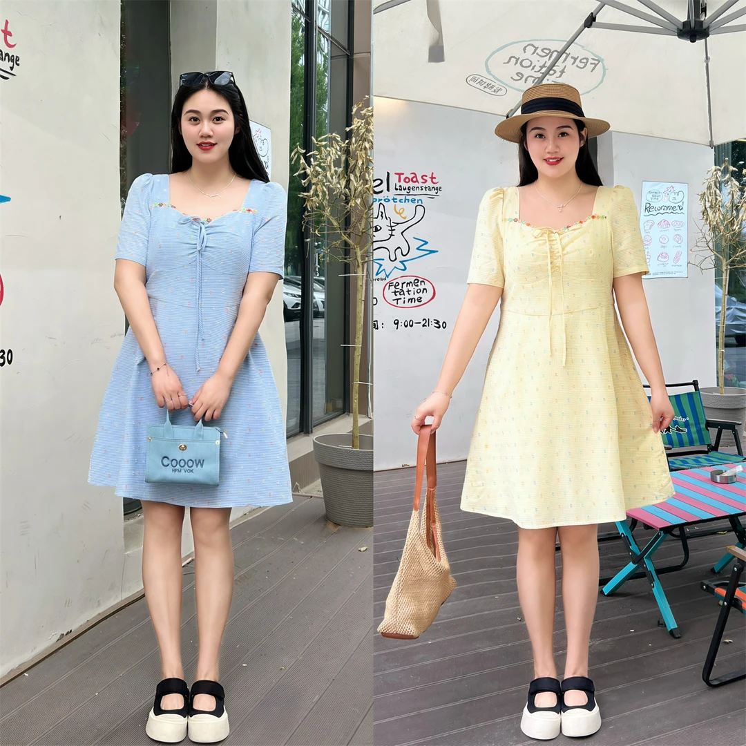 维多利亚 / 度假风花边甜妹款连衣裙15162花契大码200斤胖mm气质