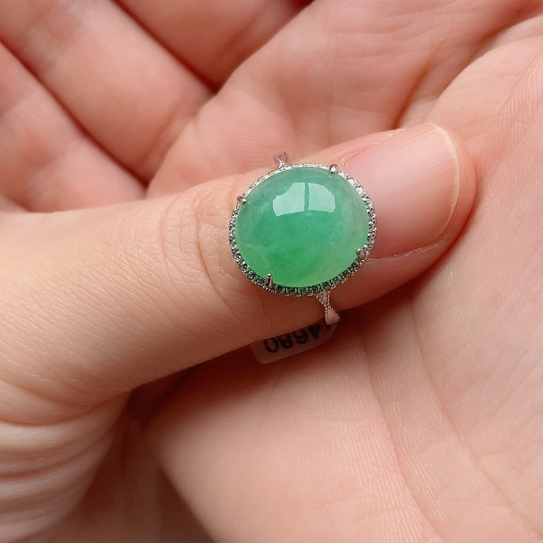 银S925镶嵌戒指翡翠慢**老