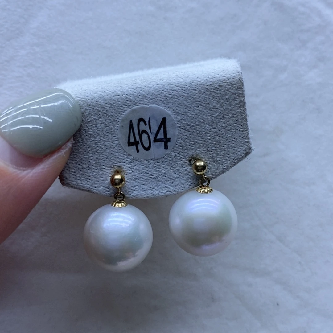 淡水珍珠耳饰18K金镶嵌464