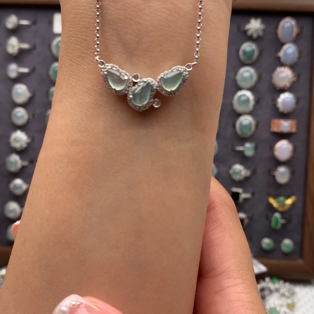 翡翠银S925镶嵌颈饰项链