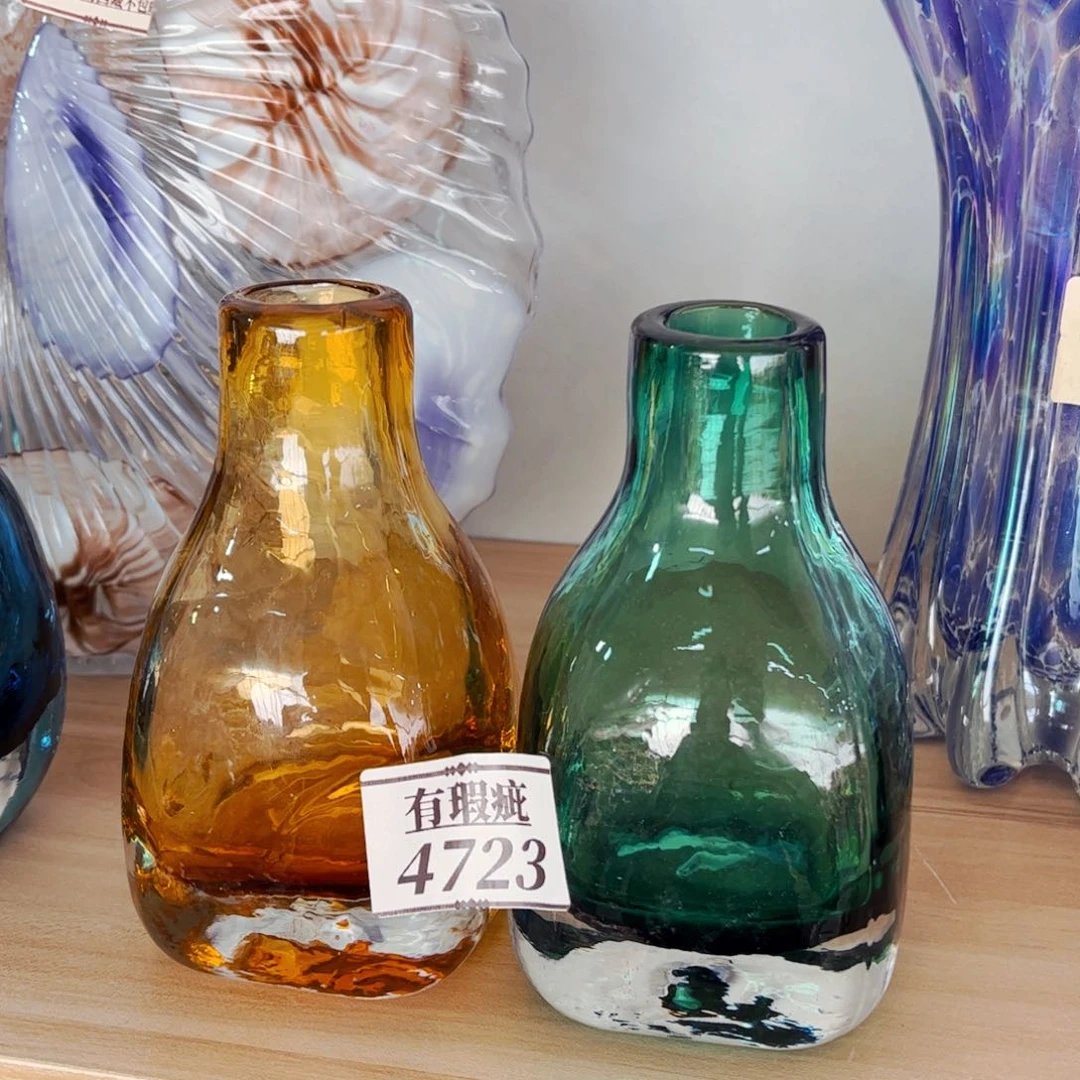 琉璃小花瓶4723微瑕 花瓶摆件高14