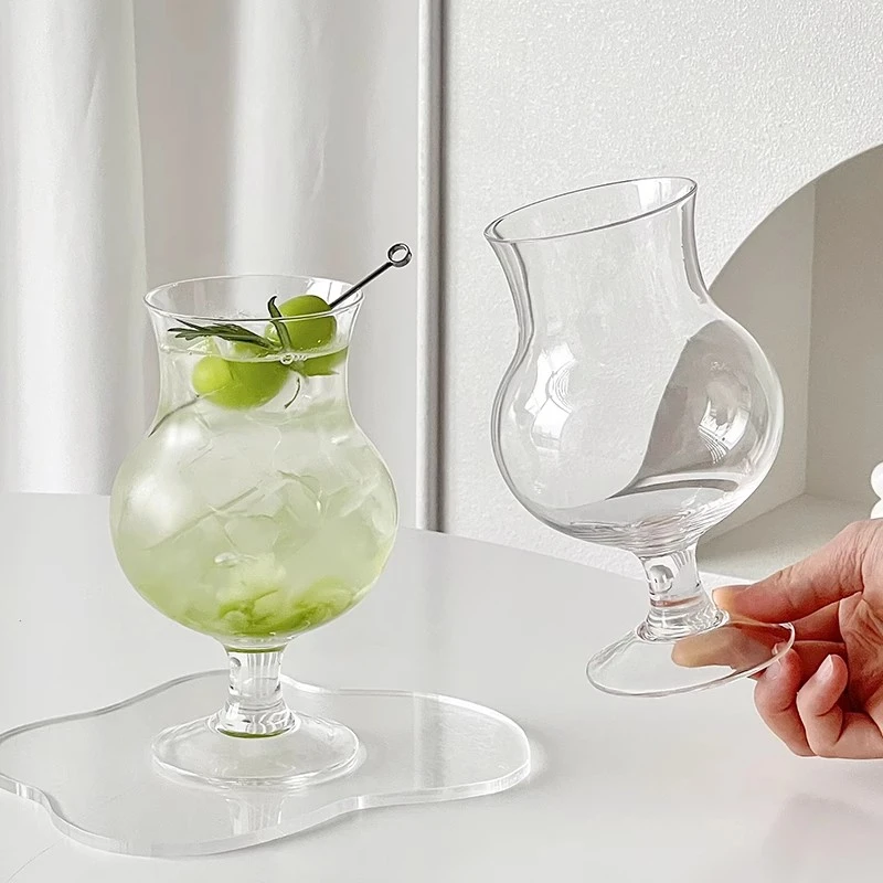 网红ins创意矮脚杯家用酒杯鸡尾酒红酒气泡水果汁冷饮石榴玻璃杯