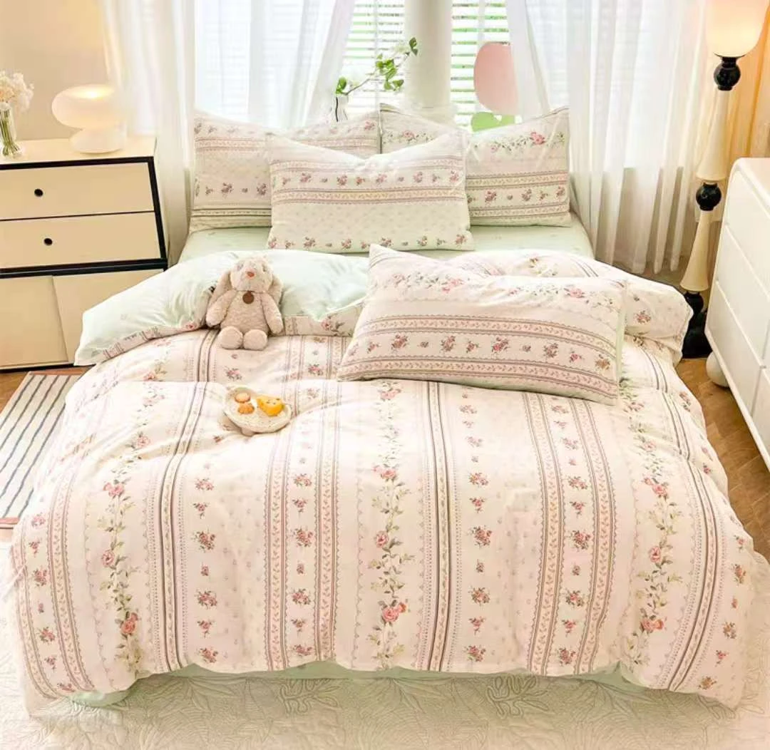 花【100%棉四件套】新疆全棉加密四件套亲肤可爱大床舒适