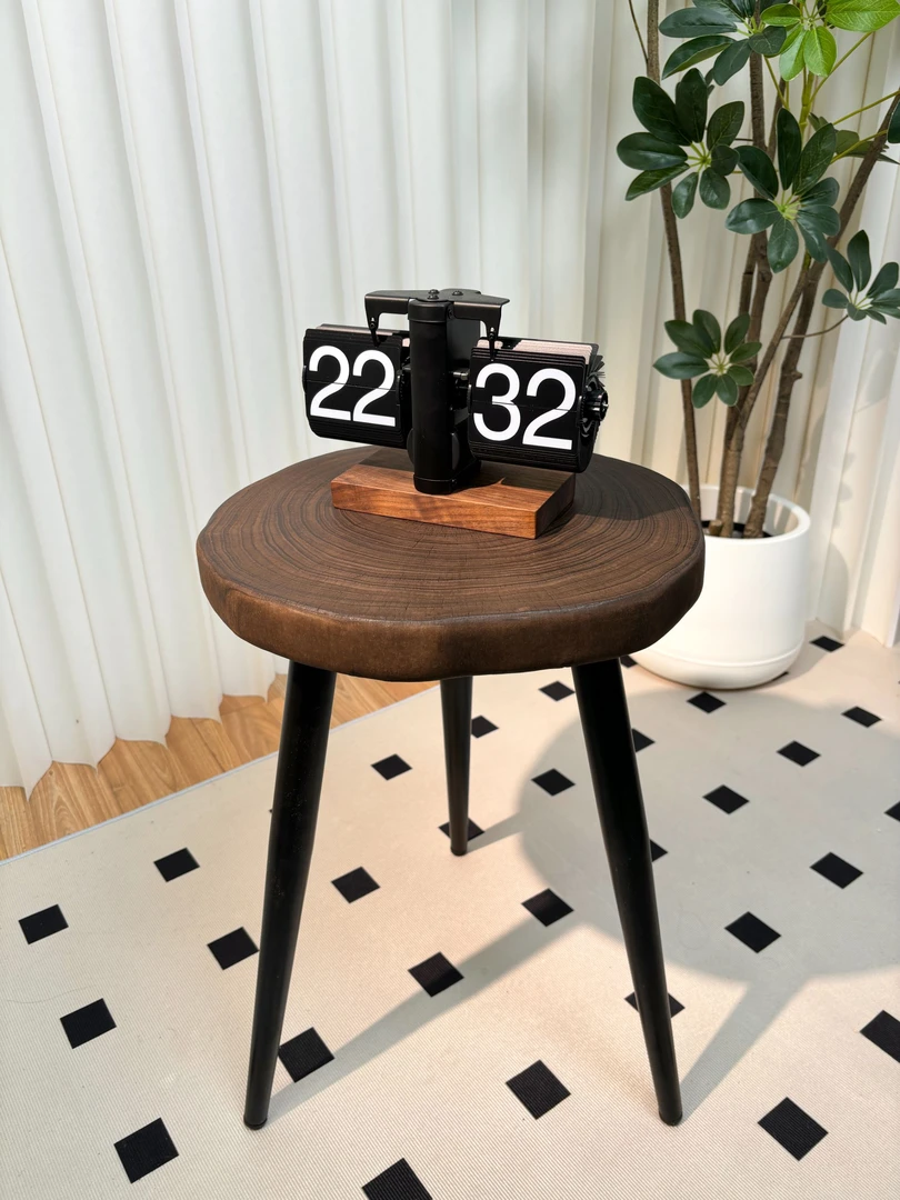 【碳化银杏】原木实木年轮边几简约中古风高档小茶几