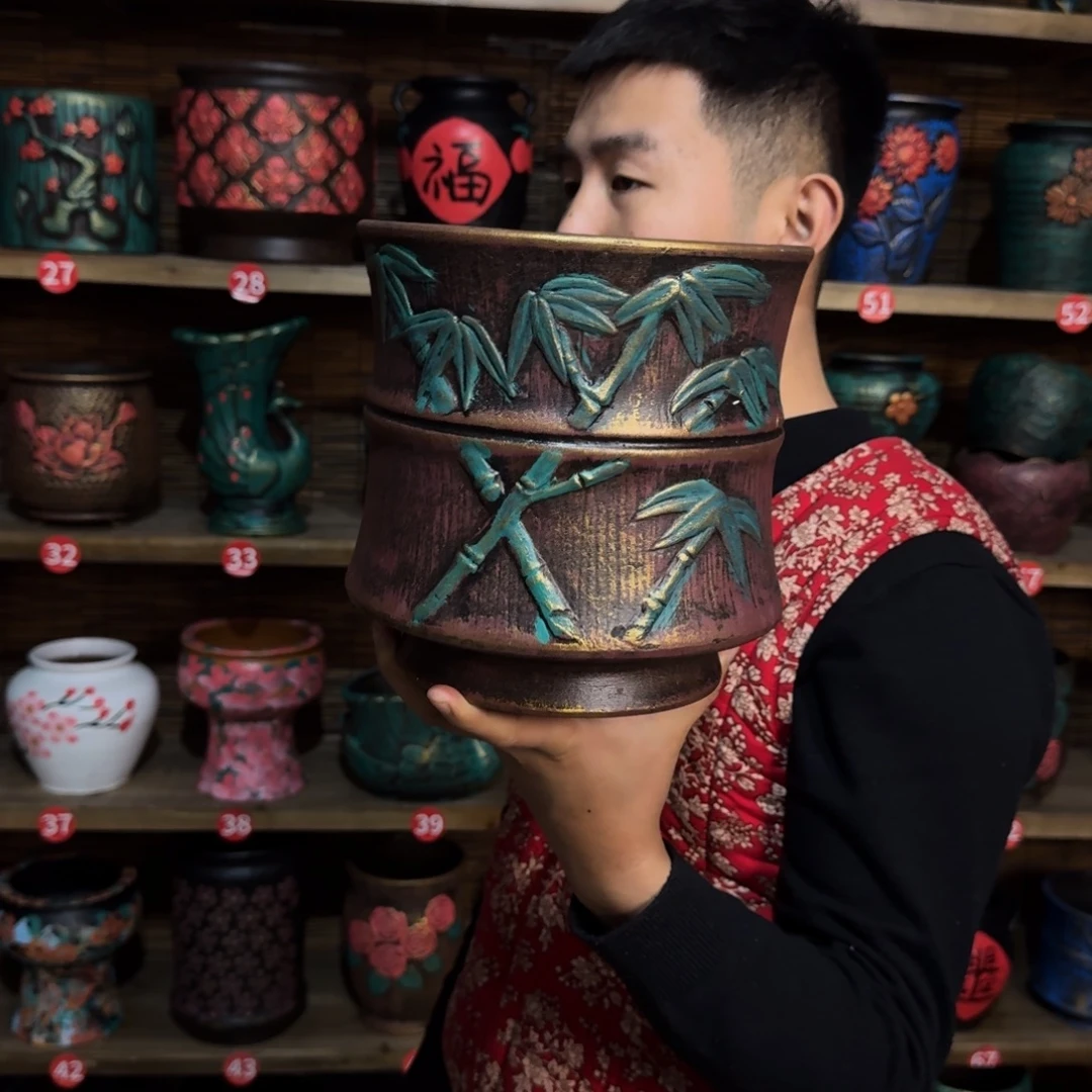 带孔高端浮雕花盆炸炸炸