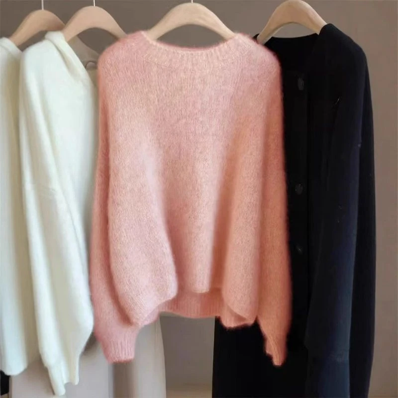 山羊绒短款2025年秋冬百搭女圆领宽松欧货软糯羊毛打底毛衣羊毛衫