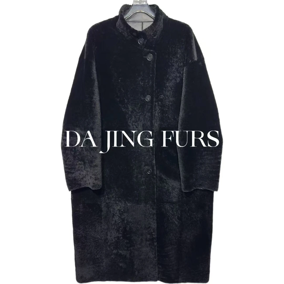 【大晶皮草】小胎羊“繁星点点”美利奴绵羊皮毛一体长款皮草外套780