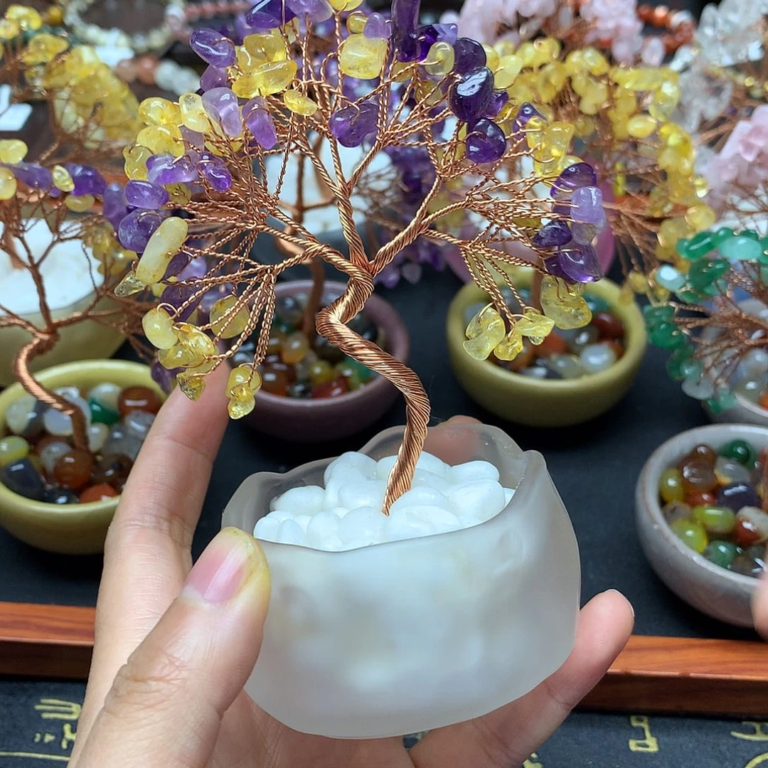 水晶手链未镶嵌紫黄水晶树