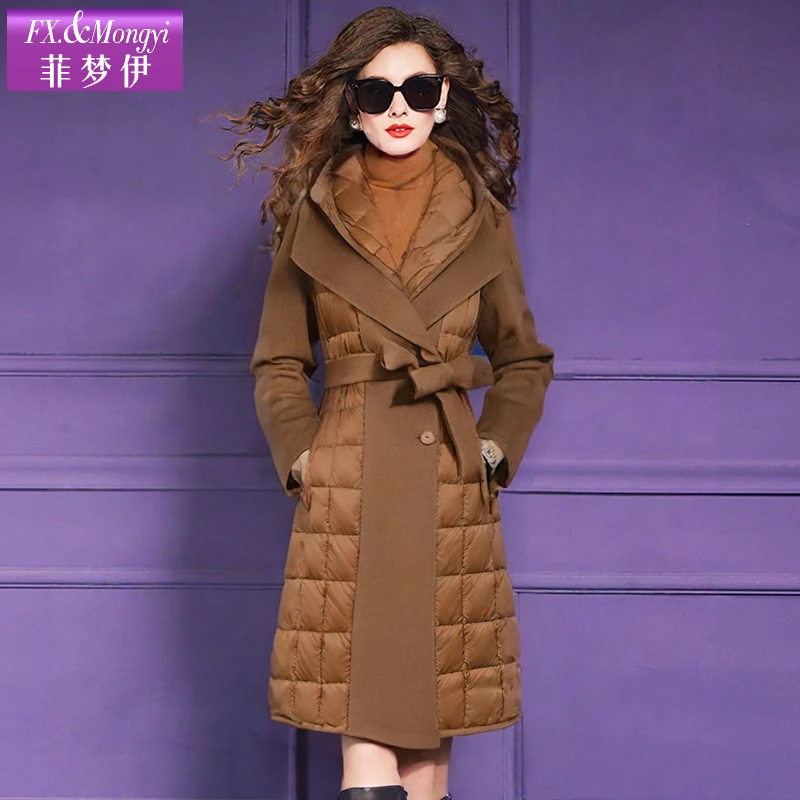 菲梦伊新款100%绵羊毛90白鸭绒时尚羽绒服FXDY907