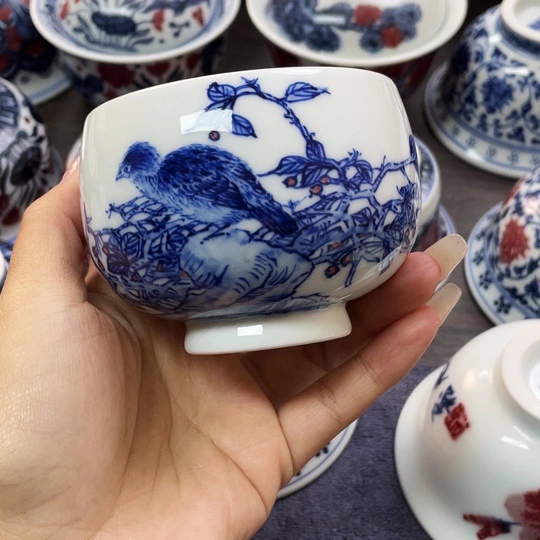 手绘青圆融杯满容160