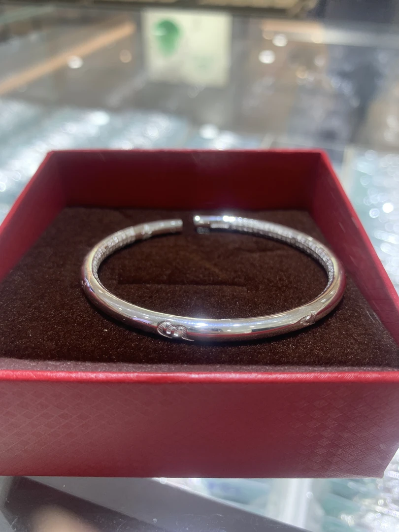 足银手镯 RC177开口内经文手镯