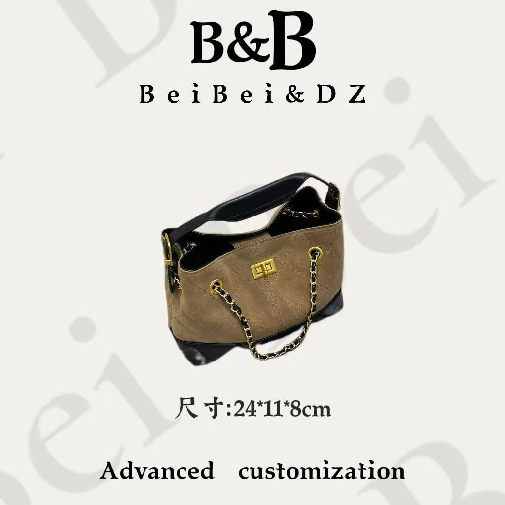 【BB&DZ】9787鹿皮绒棕 经典通勤轻奢时尚百搭单肩斜挂款气质女包