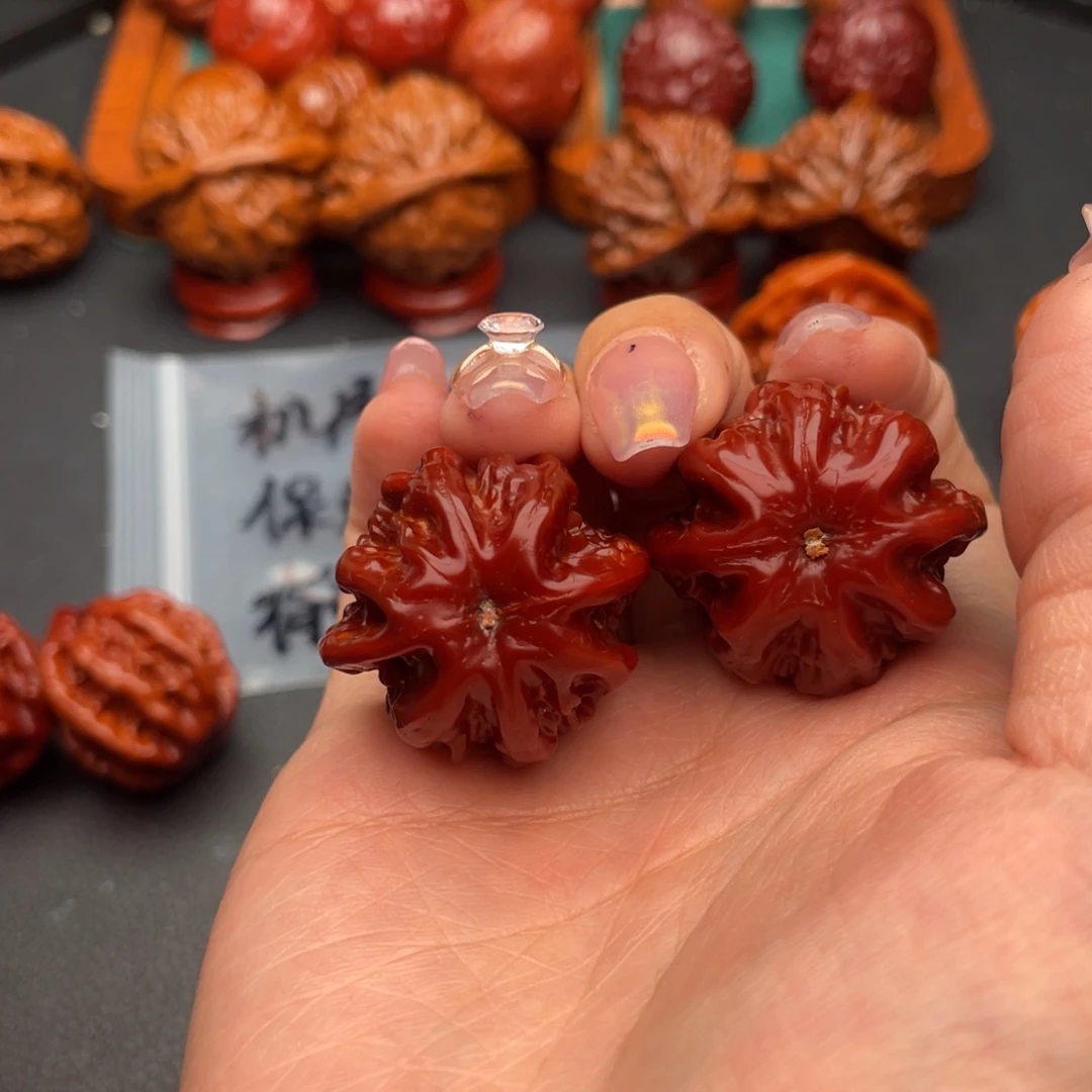 高***杯文玩核桃把件火焰八棱