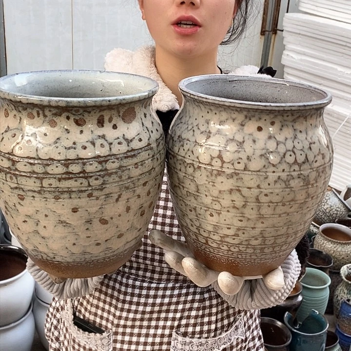 紫砂花盆瑕疵口17高21