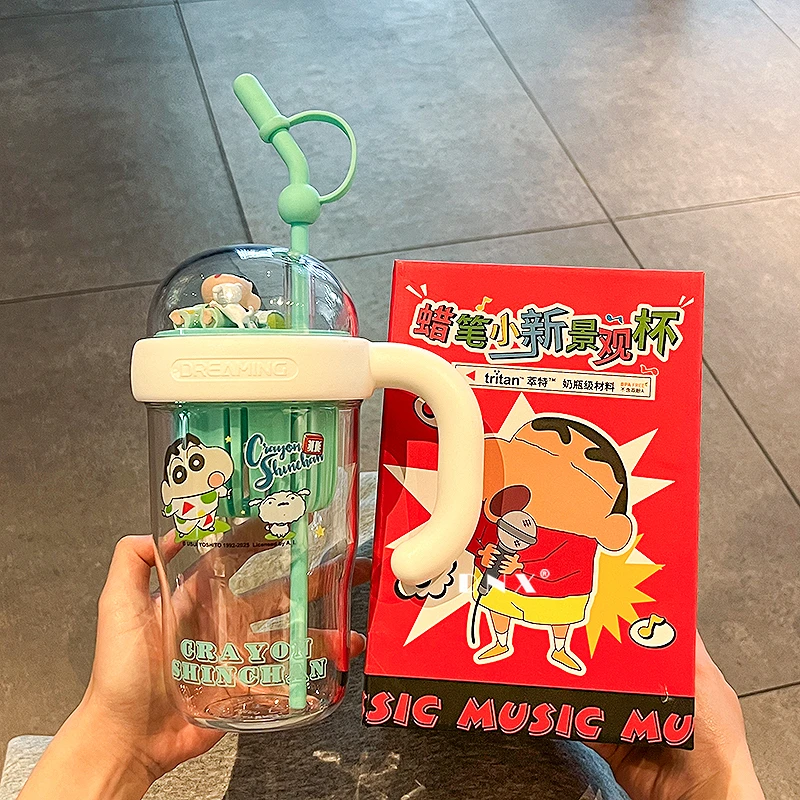 蜡笔小新联名水杯新款女生高颜值冰霸杯情侣泡茶杯吸管杯生日礼物