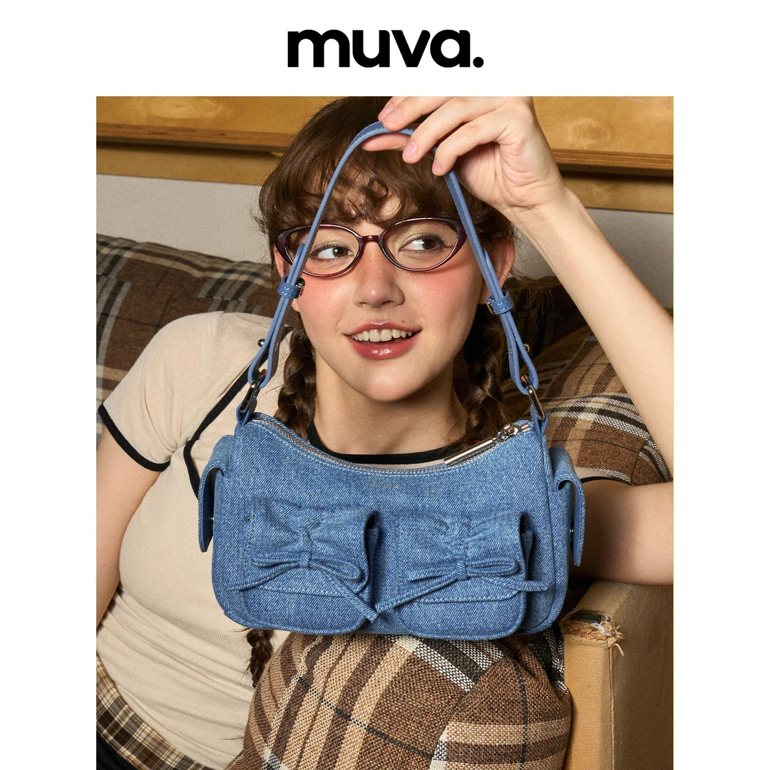 MUVA精致法式腋下包斜挎包可爱蝴蝶结通勤小众设计款原创4.15新款