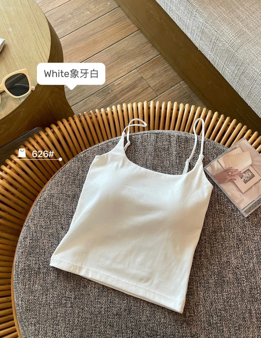 新款带胸垫固定一体杯百搭背心可调节肩带可外穿