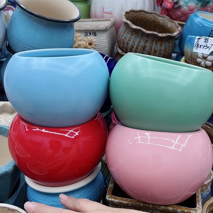 多肉绿植陶瓷花盆9.9包邮，有孔