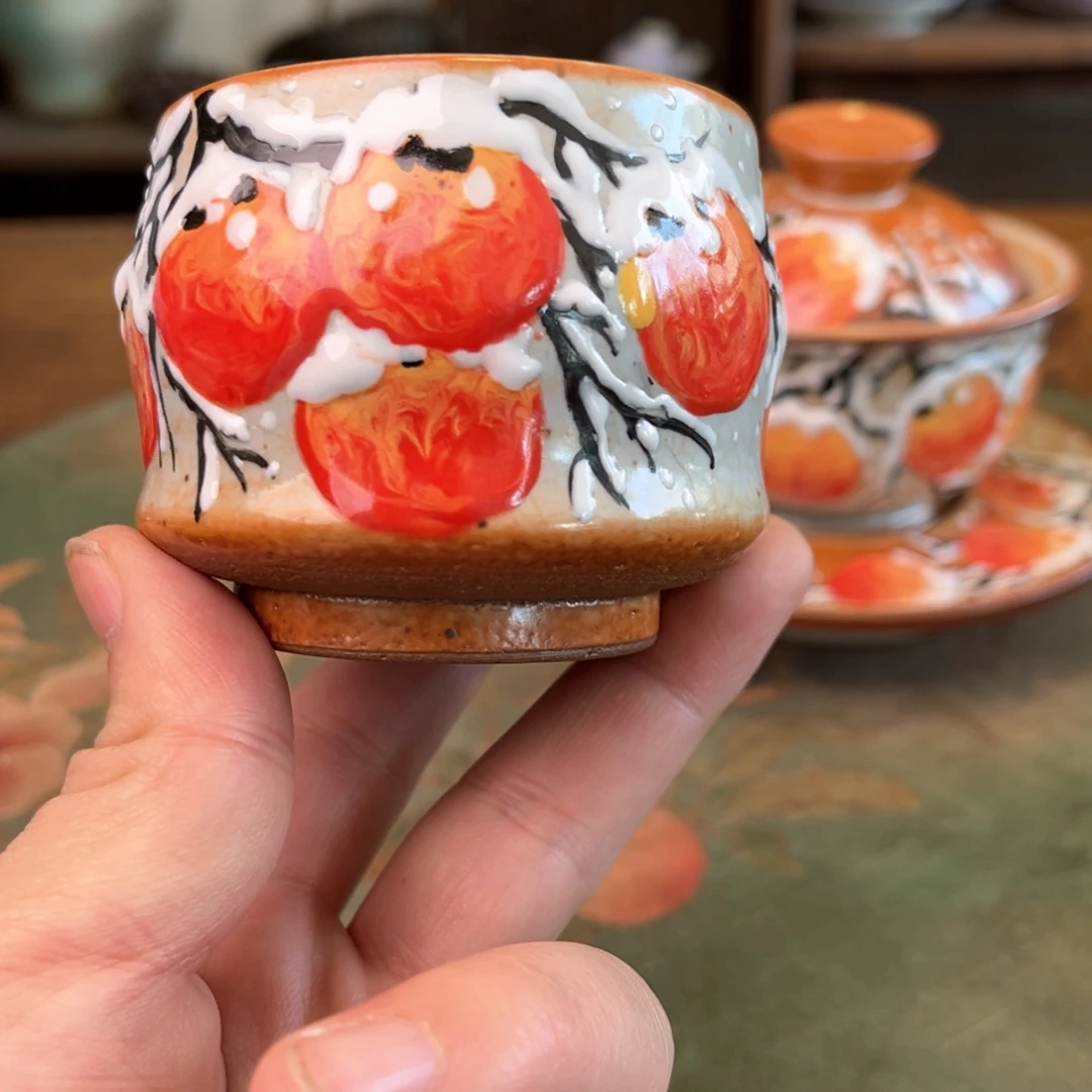 杯笨**惠柴烧手工手绘陶瓷