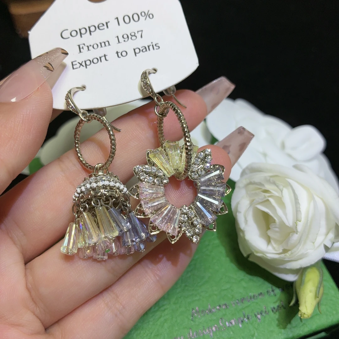 铜合金合成锆石耳饰 东大门原创手作耳饰轻奢时尚重工复古百搭