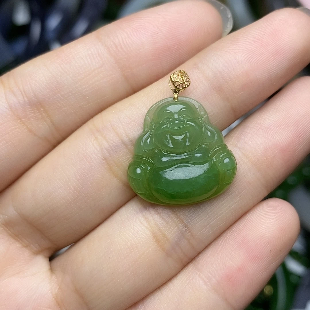 和田玉（碧玉）18K金镶嵌颈饰