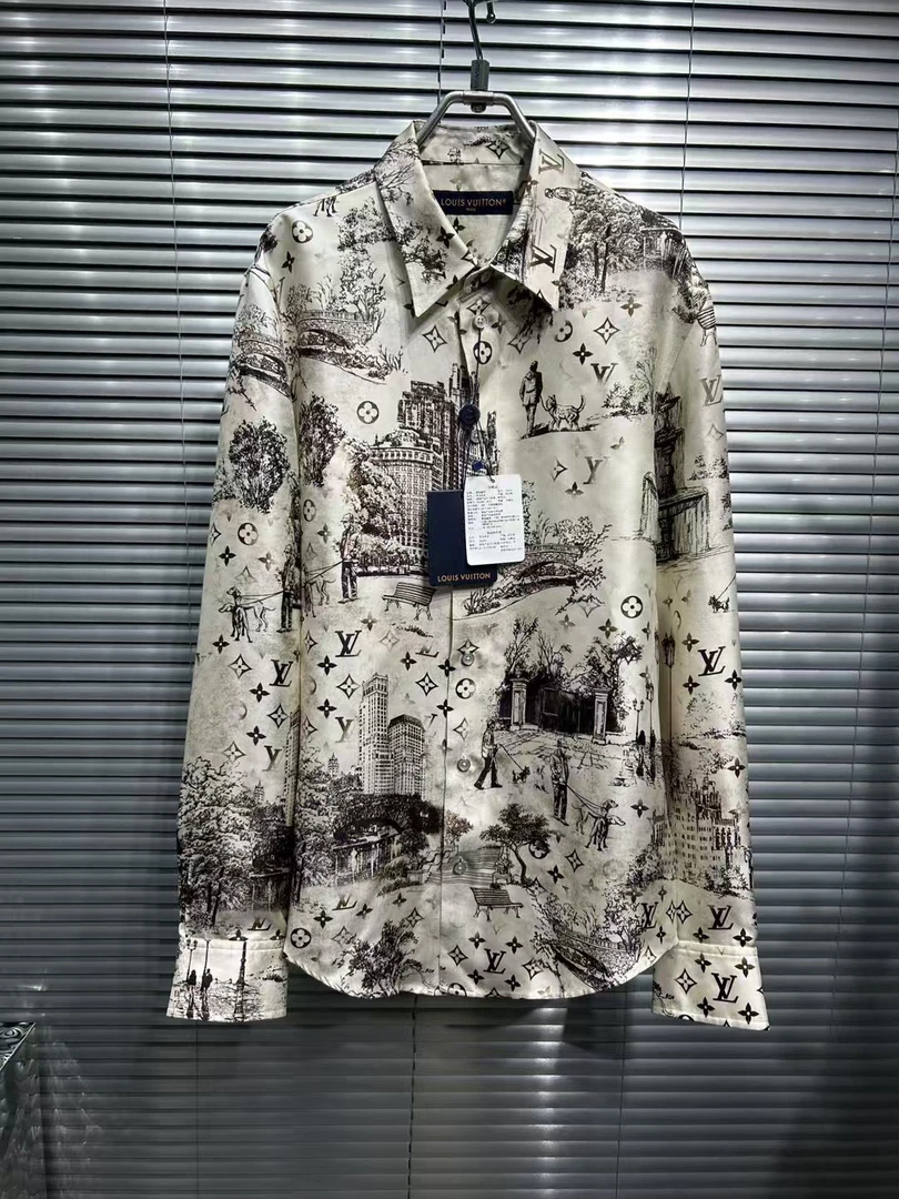 全新未使用 LouisVuitton/路易威登 25ss庄园满印丝绸衬衫/m码