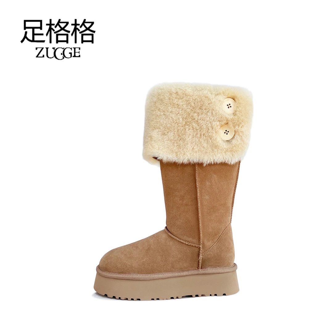 【厚底大小千】冬季加厚保暖时尚中筒靴女雪地靴