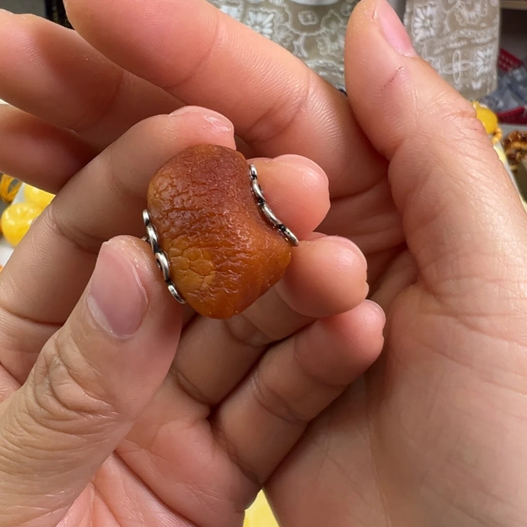 蜜蜡裸石银S925镶嵌蜜蜡