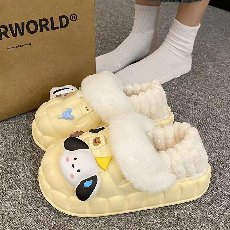 棉拖鞋女可拆卸冬季外穿室内外毛绒棉拖鞋防水保暖毛毛超厚保暖
