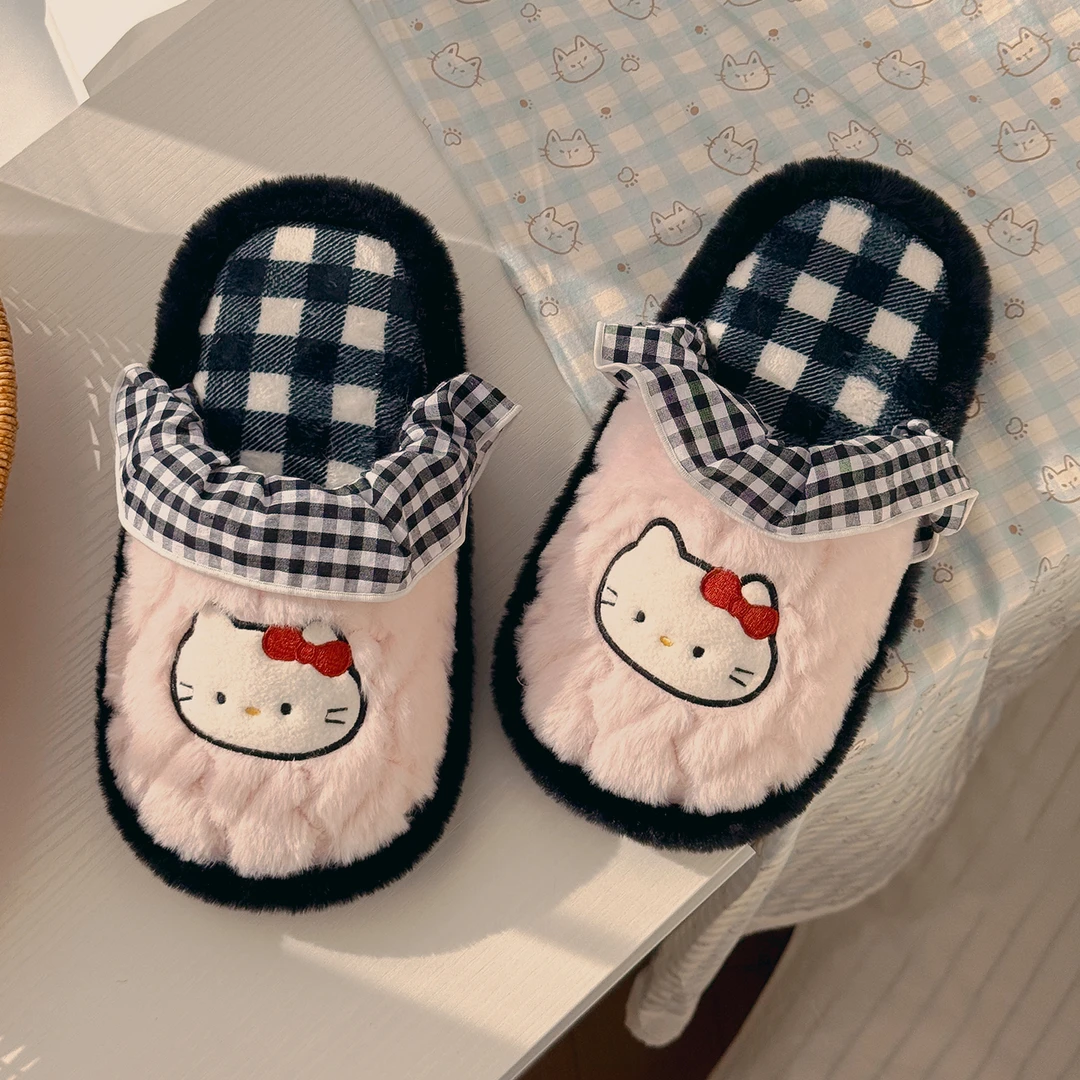 HelloKitty冬季居家软底棉拖鞋女可爱防滑加厚保暖毛绒拖鞋宿舍
