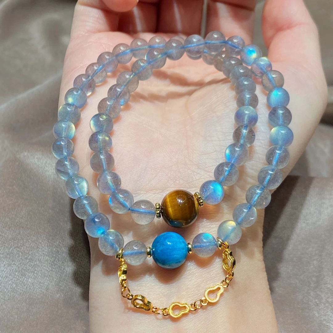 天然拉长石diy手链-多样性发一-珠径约6mm-YGS017