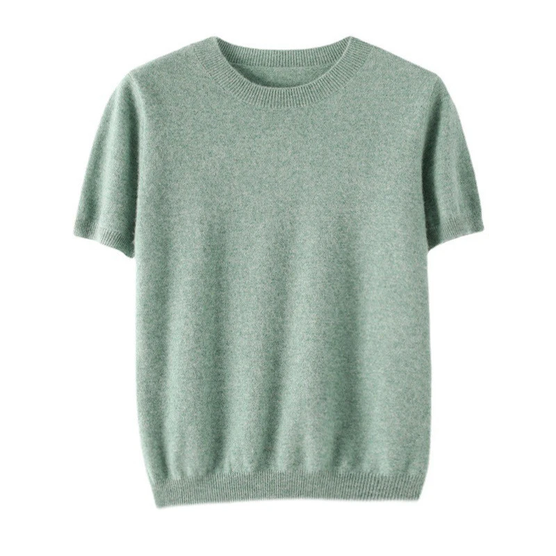 圆领新款打底女装春秋季毛衫针织衫首批套头女时尚设计感毛衣短袖