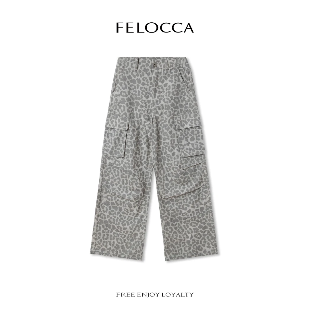 【FELOCCA】高腰显瘦宽松阔腿牛仔裤休闲口袋直筒工装裤NYN-4487