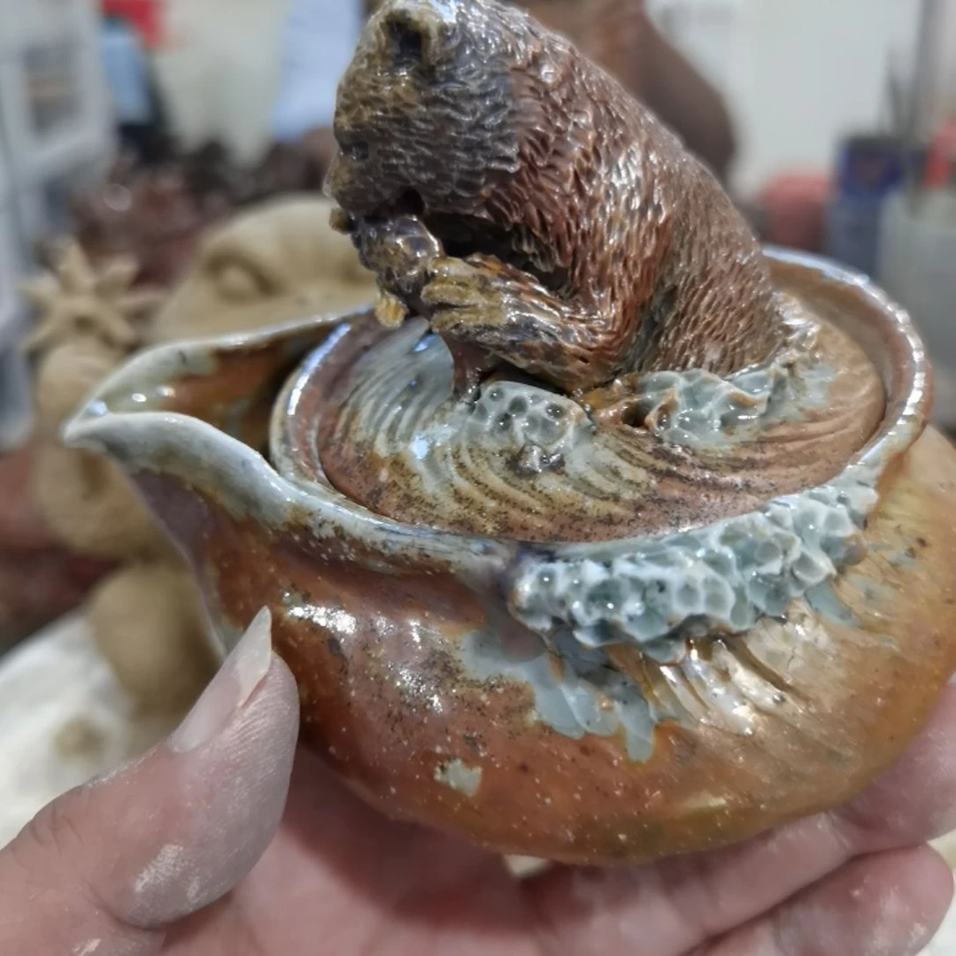 001柴烧作品狗熊宝瓶