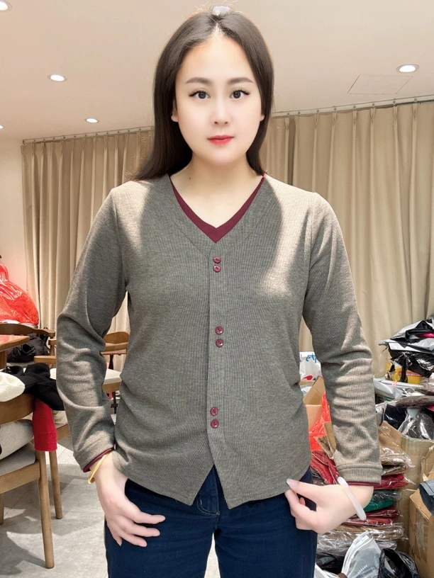 【尚品胖小妞】【816假两件】2025春秋百搭新款时尚假两件体恤