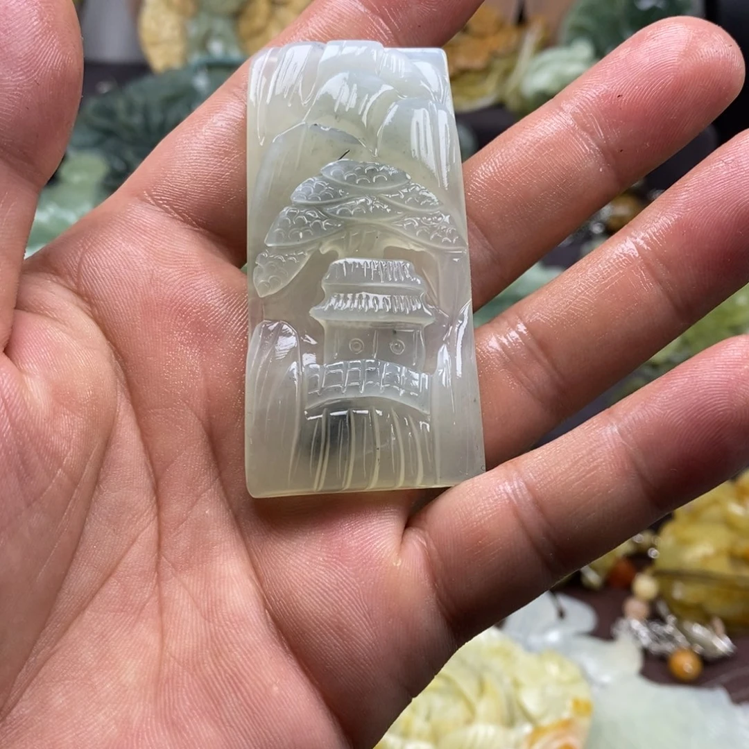 蛇纹石玉未镶嵌吊坠(赠链)