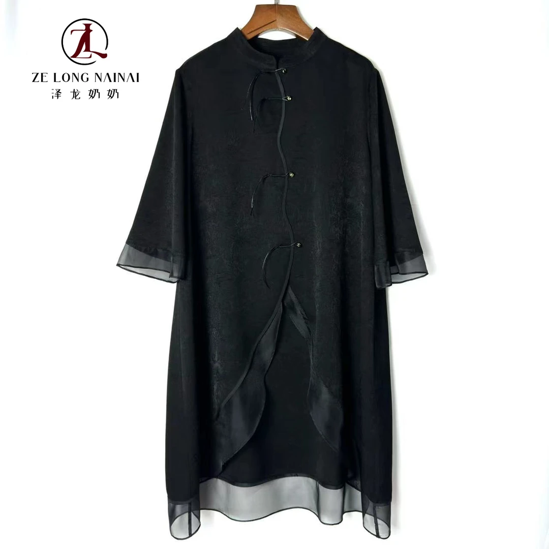 549黑色中式燕尾服醋酸上衣夏季