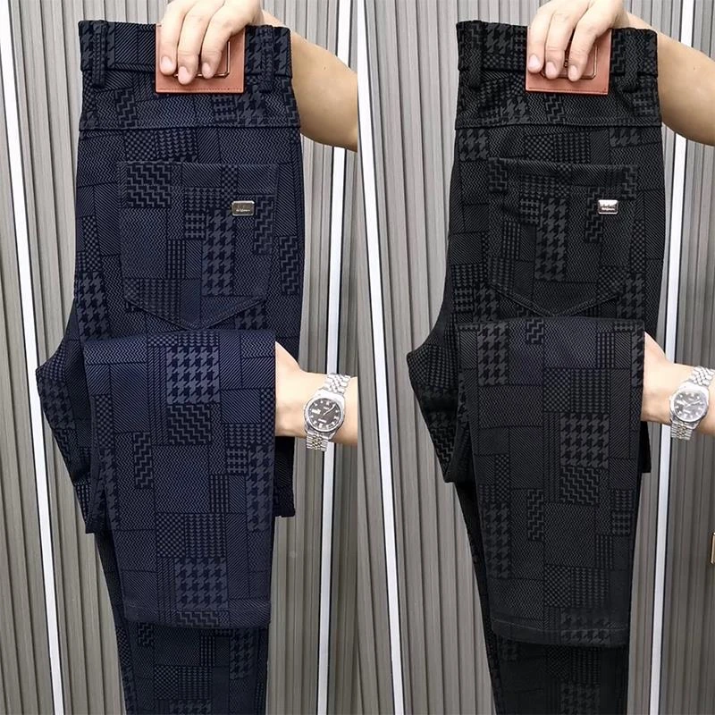 香港Npkp Couture官方/高品质植绒男士小西裤春秋新款轻奢提花休