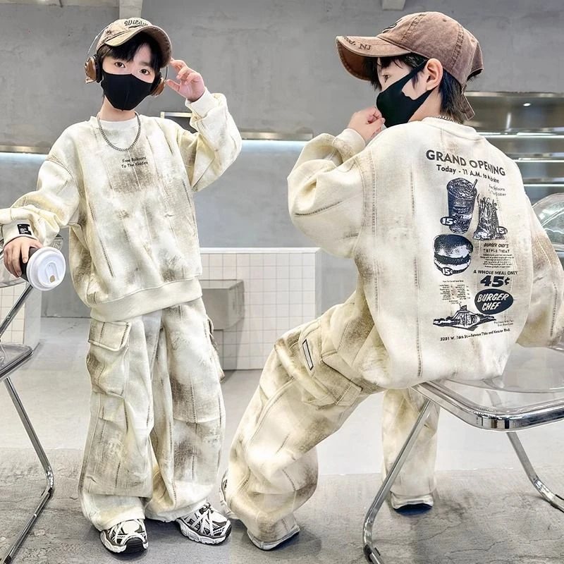 男童秋装套装2025新款炸街工装帅气衣服春秋季可爱超萌儿童衣服