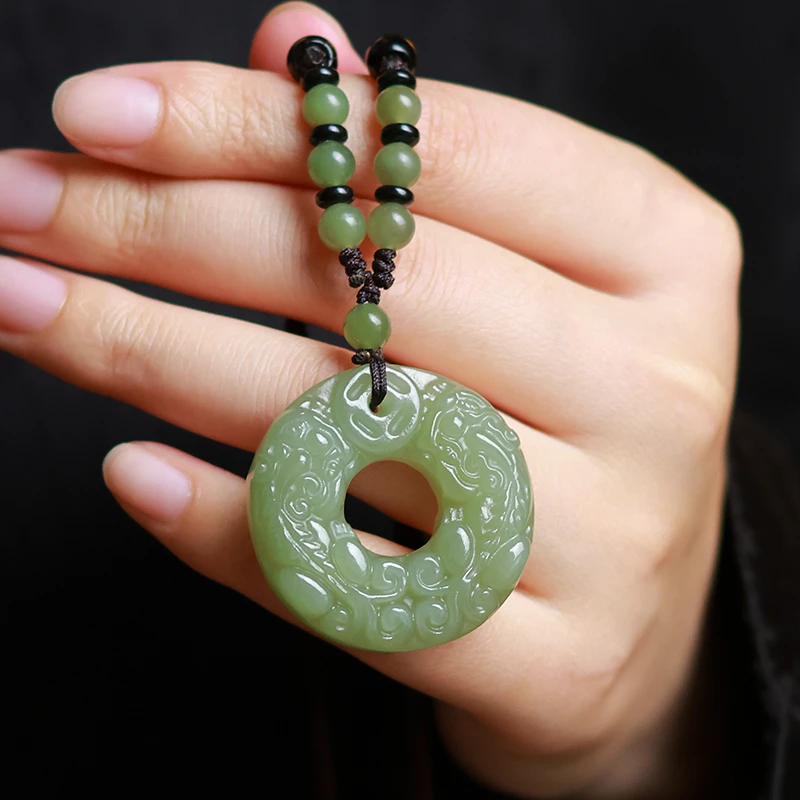 天然和田玉貔貅平安扣吊坠女玉石项链男款双面玉坠玉佩礼物送男友