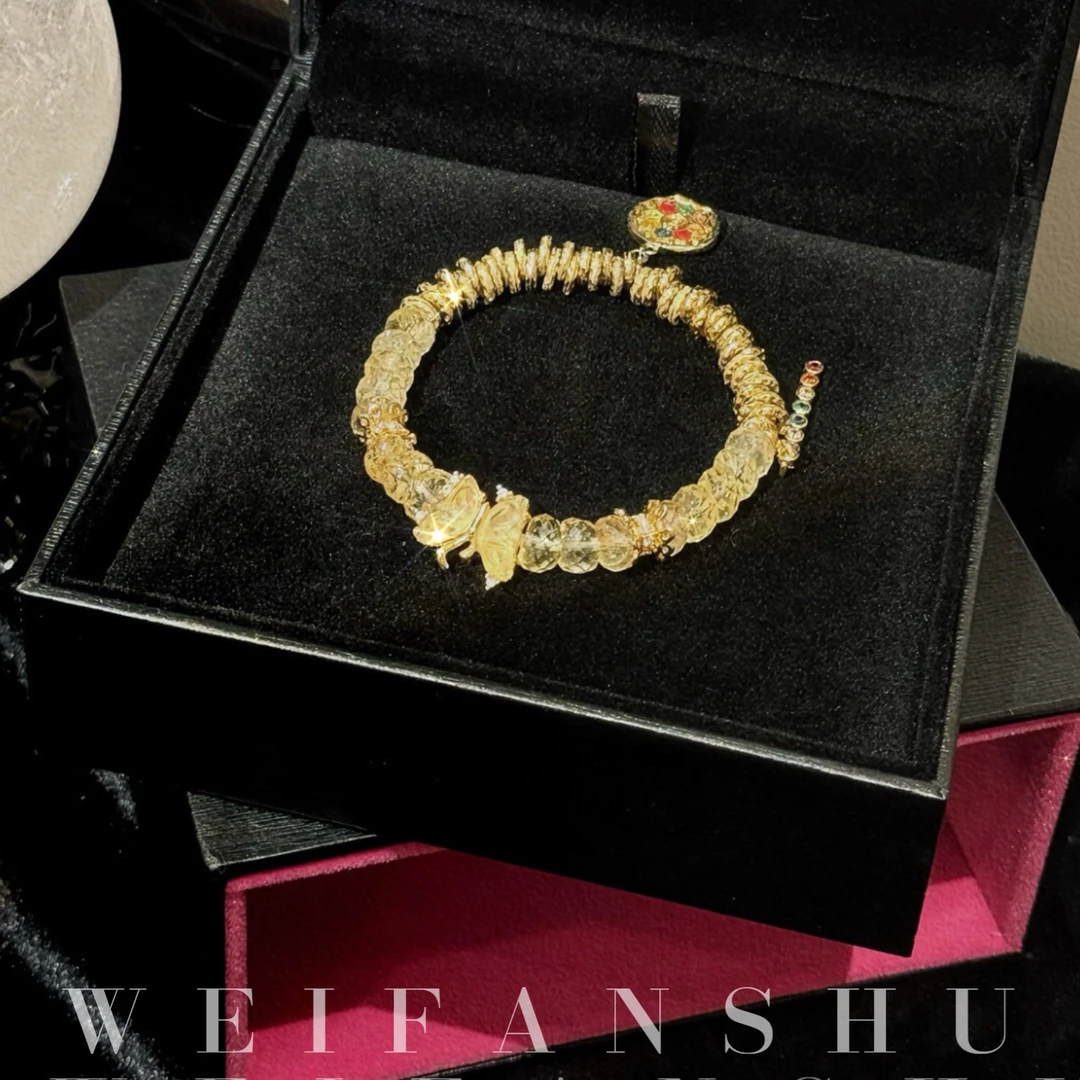 WEIFANSHU/魏凡舒【财米满贯】天然黄水晶&扎基拉姆&铜镀金盘缠手链