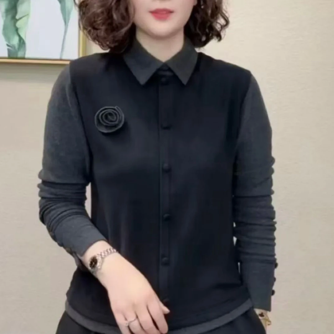 2025秋冬新款双面绒设计感翻领时尚气质洋气百搭拼接上衣