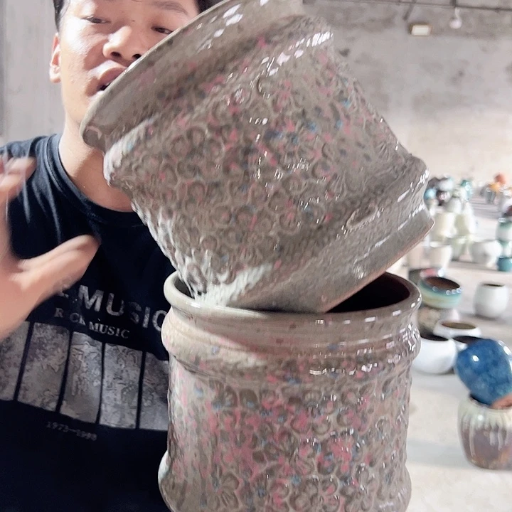紫砂花盆高20口20微瑕