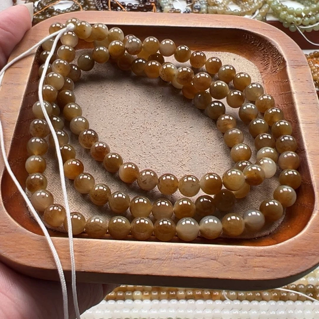 毛衣链未镶嵌和田玉珠串6mm