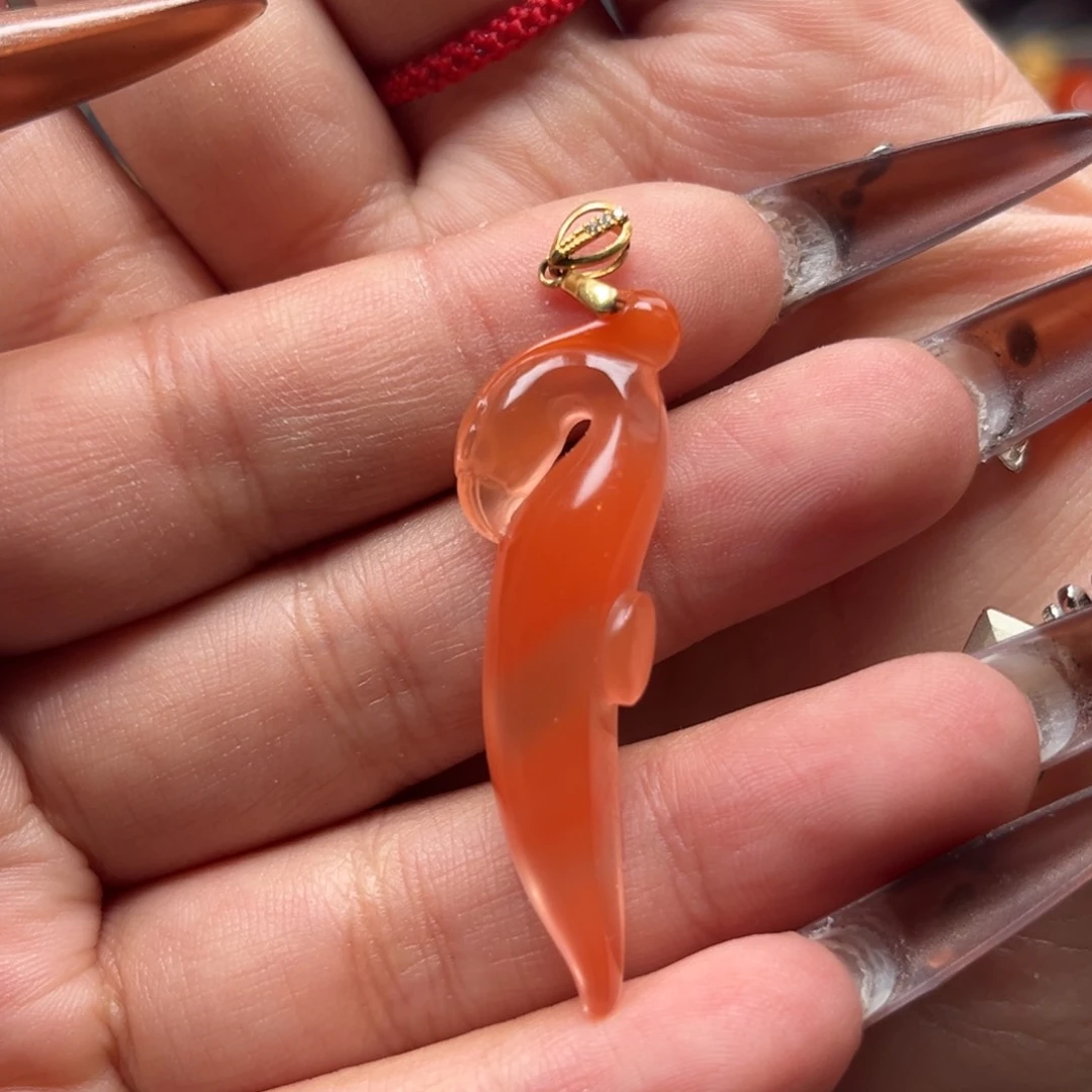 南红玛瑙吊坠(不含链)18K金镶嵌