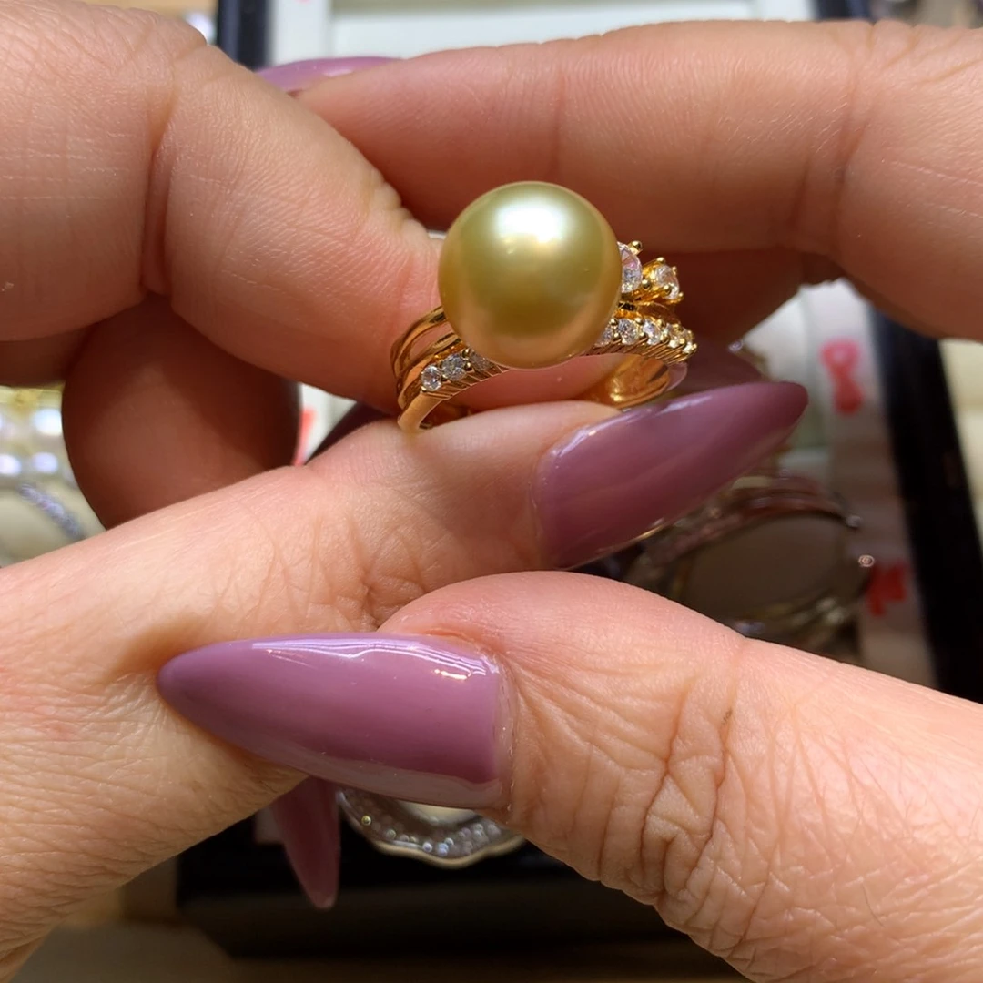 银S925镶嵌戒指海水珍珠